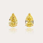 Soi Solitaire Yellow Pear Cut Diamond Stud Earrings, approx.1.5ct each