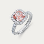 Soi Halo Square Cushion-Cut Pink Diamond Ring