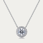 Soi Halo Round Brilliant Diamond Necklace
