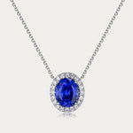 Soi Halo Oval Sapphire Necklace