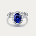 Soi Halo Oval Cut Sapphire Diamond Ring