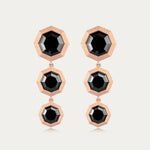 MIRA NOIR PREMIUM 黒鏡マットブラッシュ仕上げブラックダイヤモンドイヤリング