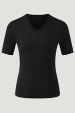 Virgin Wool Crystal-Knit V-Neck Top