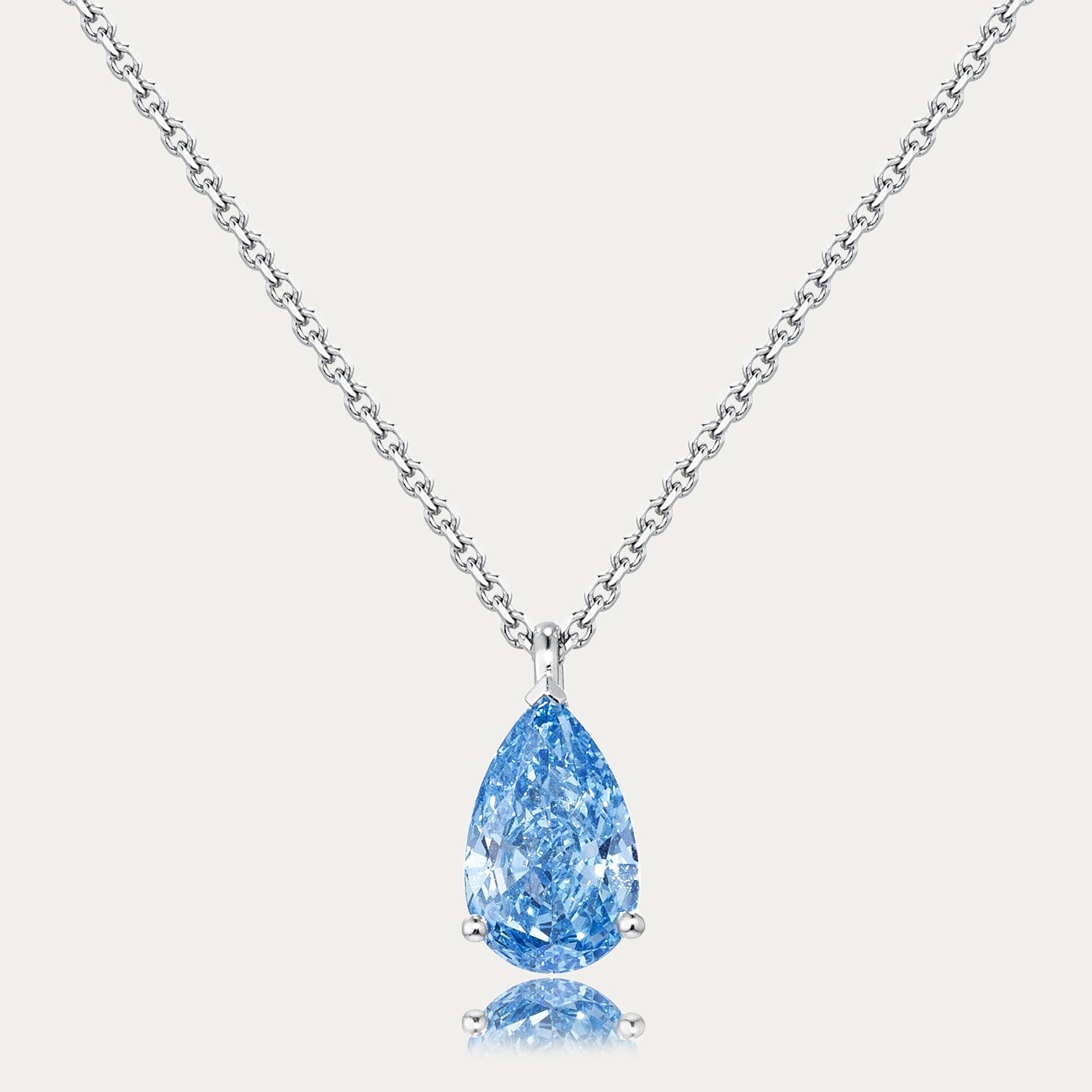 Soi Solitaire Drop Blue Diamond Necklace