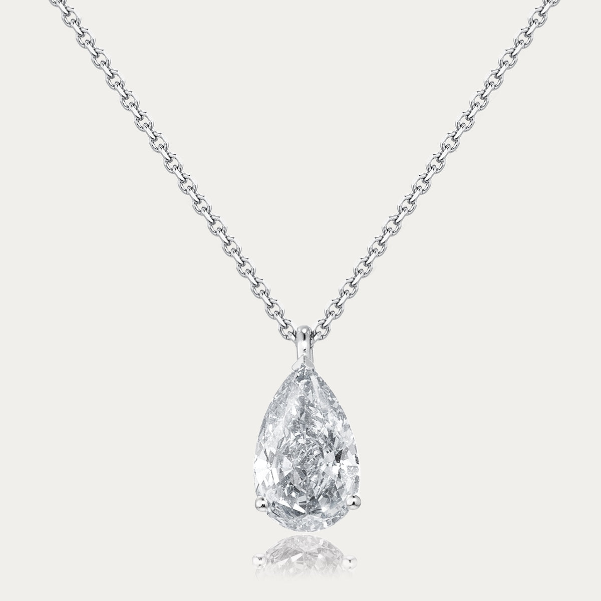 Soi Solitaire Pear Cut Diamond Necklace, 2-2.5ct