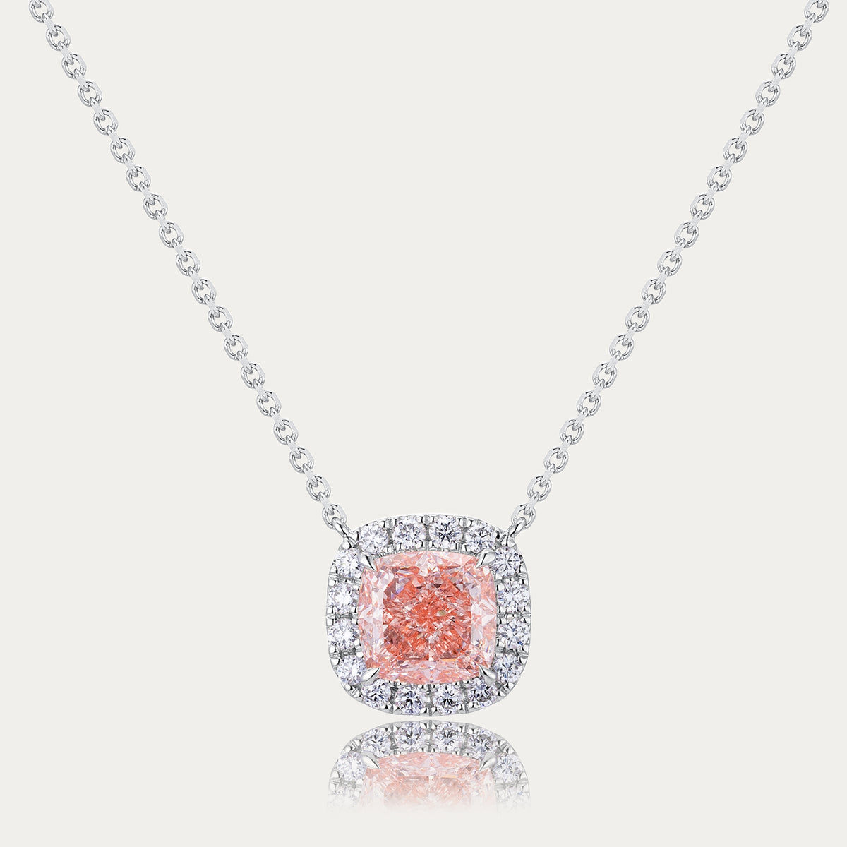 Soi Halo Square Pink Diamond Necklace