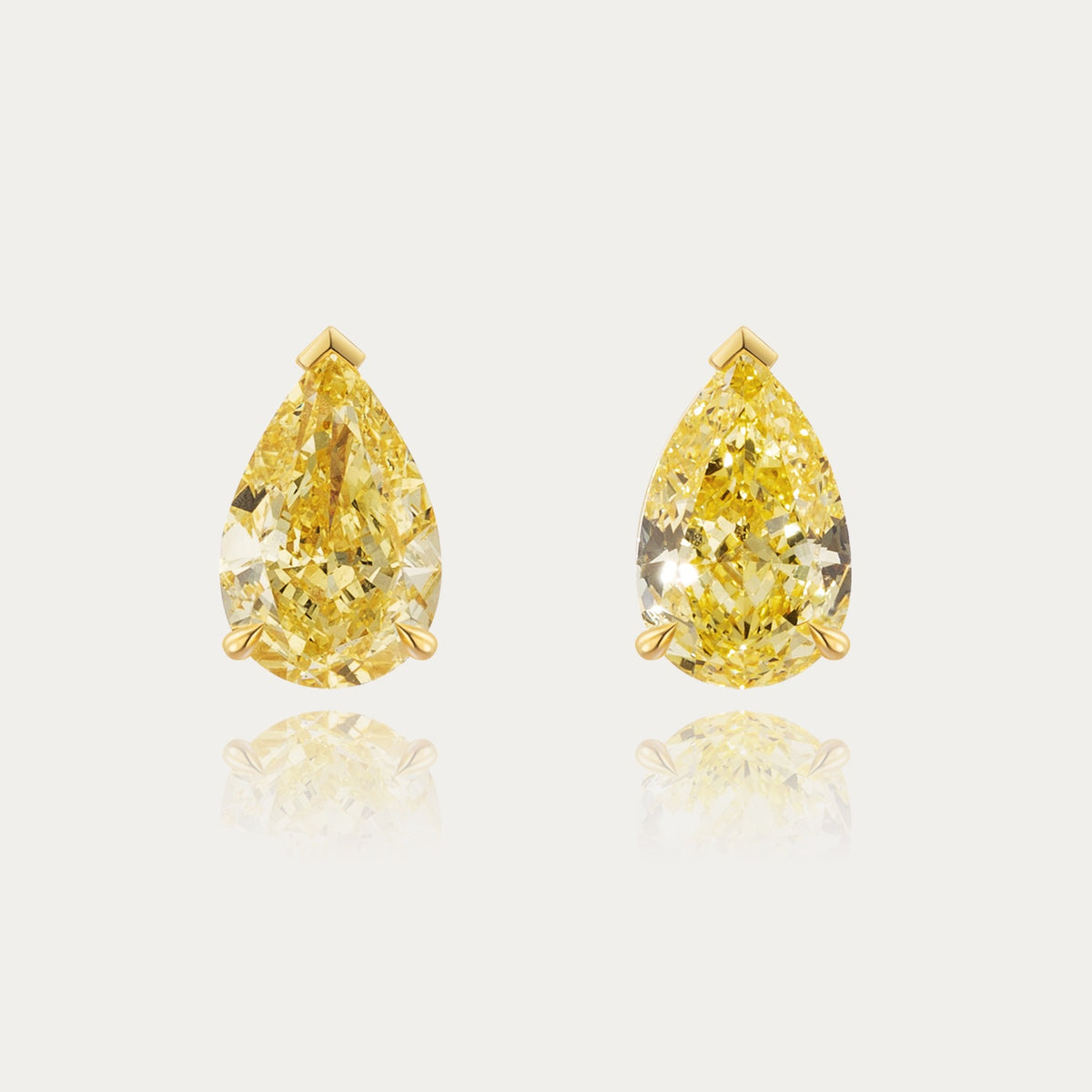 Soi Solitaire Yellow Pear Cut Diamond Stud Earrings, approx.1.5ct each