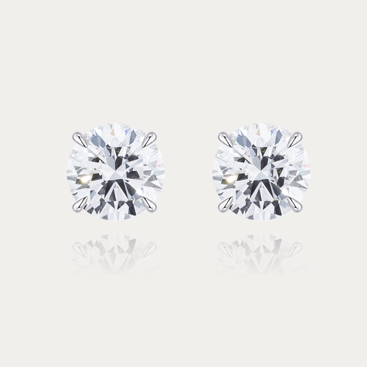 Soi Solitaire Lab-Grown Round Brilliant Cut Diamond Stud Earrings, 1ct each
