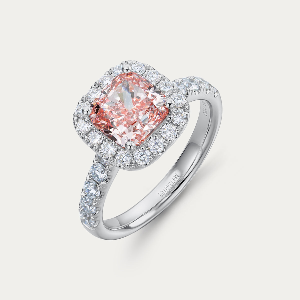 Soi Halo Square Cushion-Cut Pink Diamond Ring