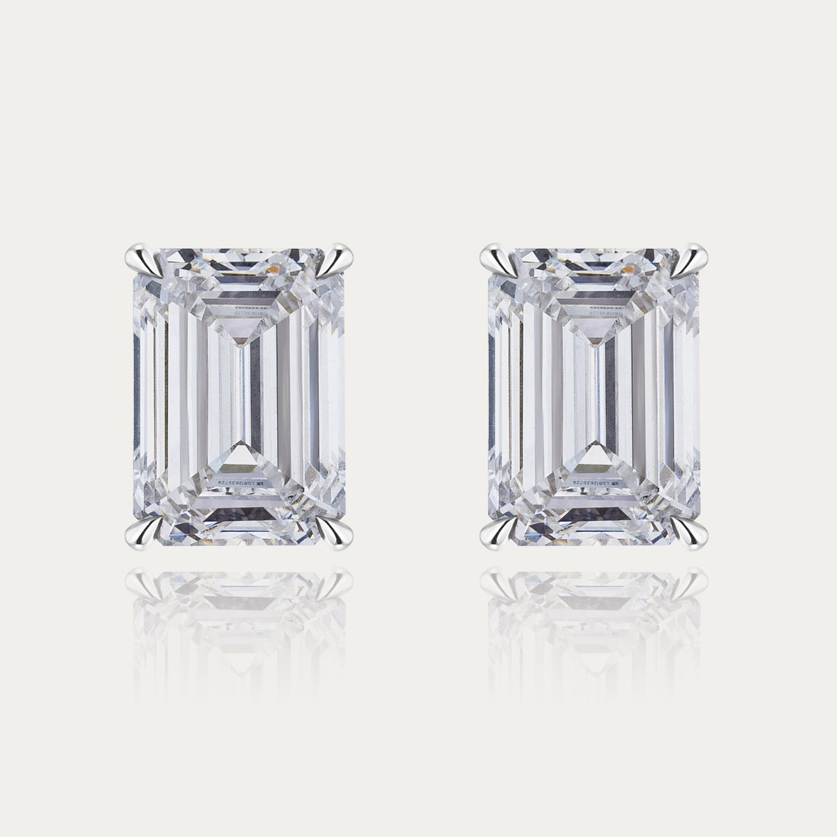 Soi Solitaire Lab-Grown Emerald Cut Diamond Stud Earrings, 1ct each