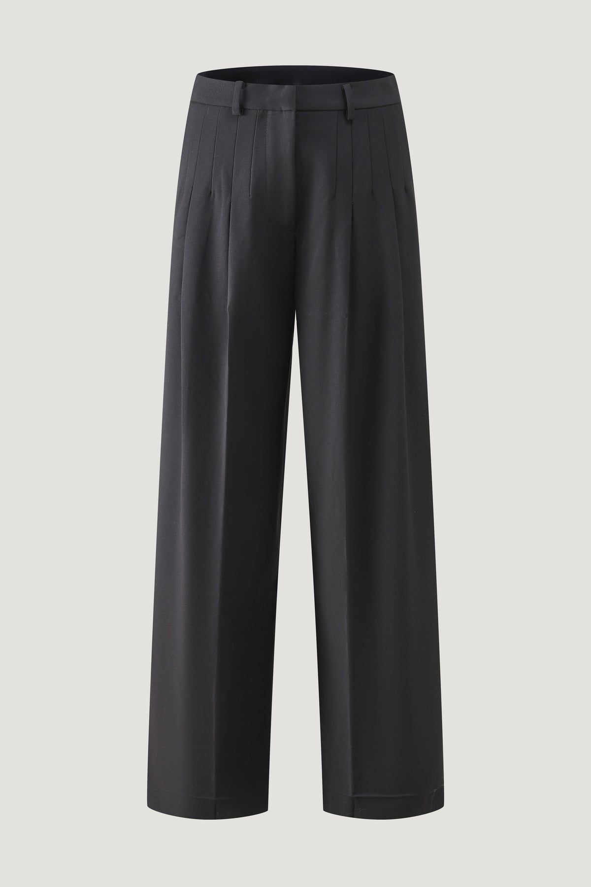 Wool Pleated Tapered Trousers