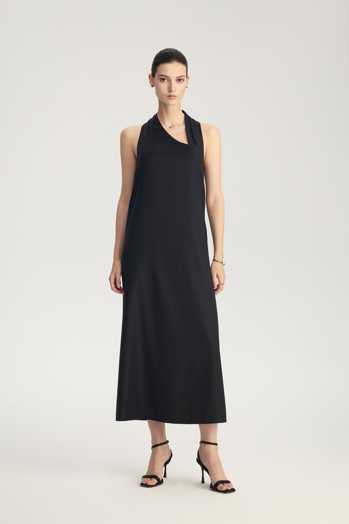 Four Seasons Wool Asymmetric Halter Dress