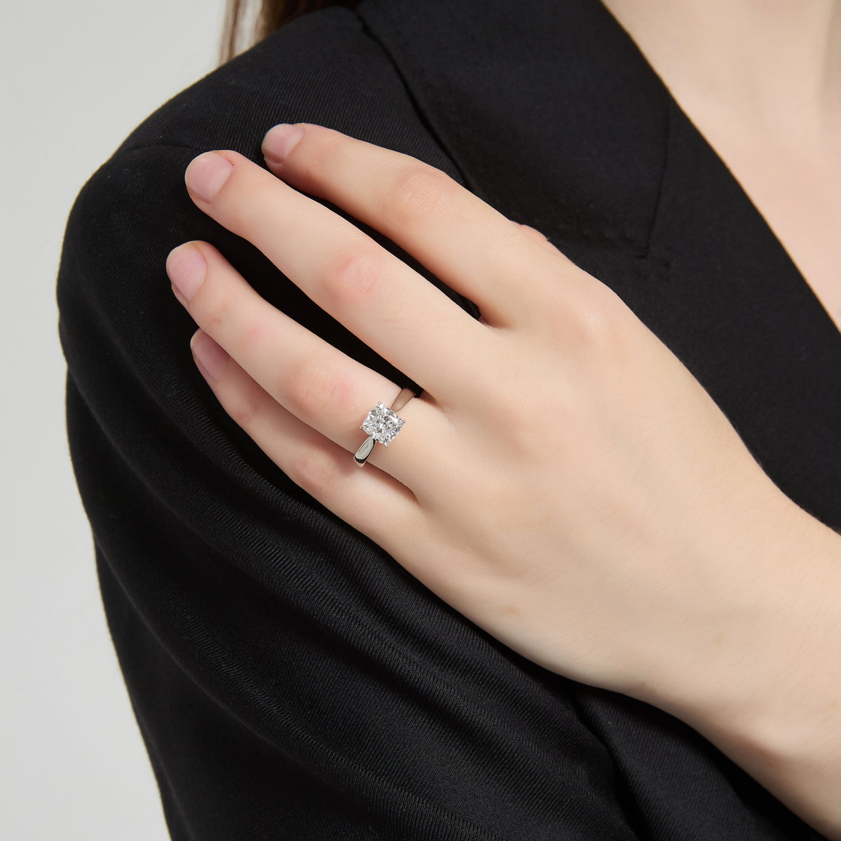 Soi Solitaire Square Cushion-Cut Diamond Ring