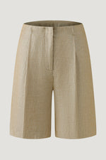 MIRA Metallic Linen Bermuda Shorts in Desert Titanium – view 5