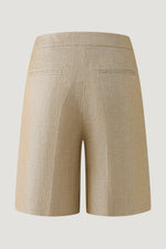 MIRA Metallic Linen Bermuda Shorts in Desert Titanium – view 6
