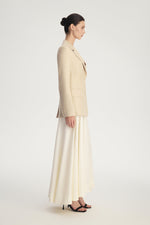 MIRA Viscose Tailored Single-Breasted Blazer in Oatmeal – front view